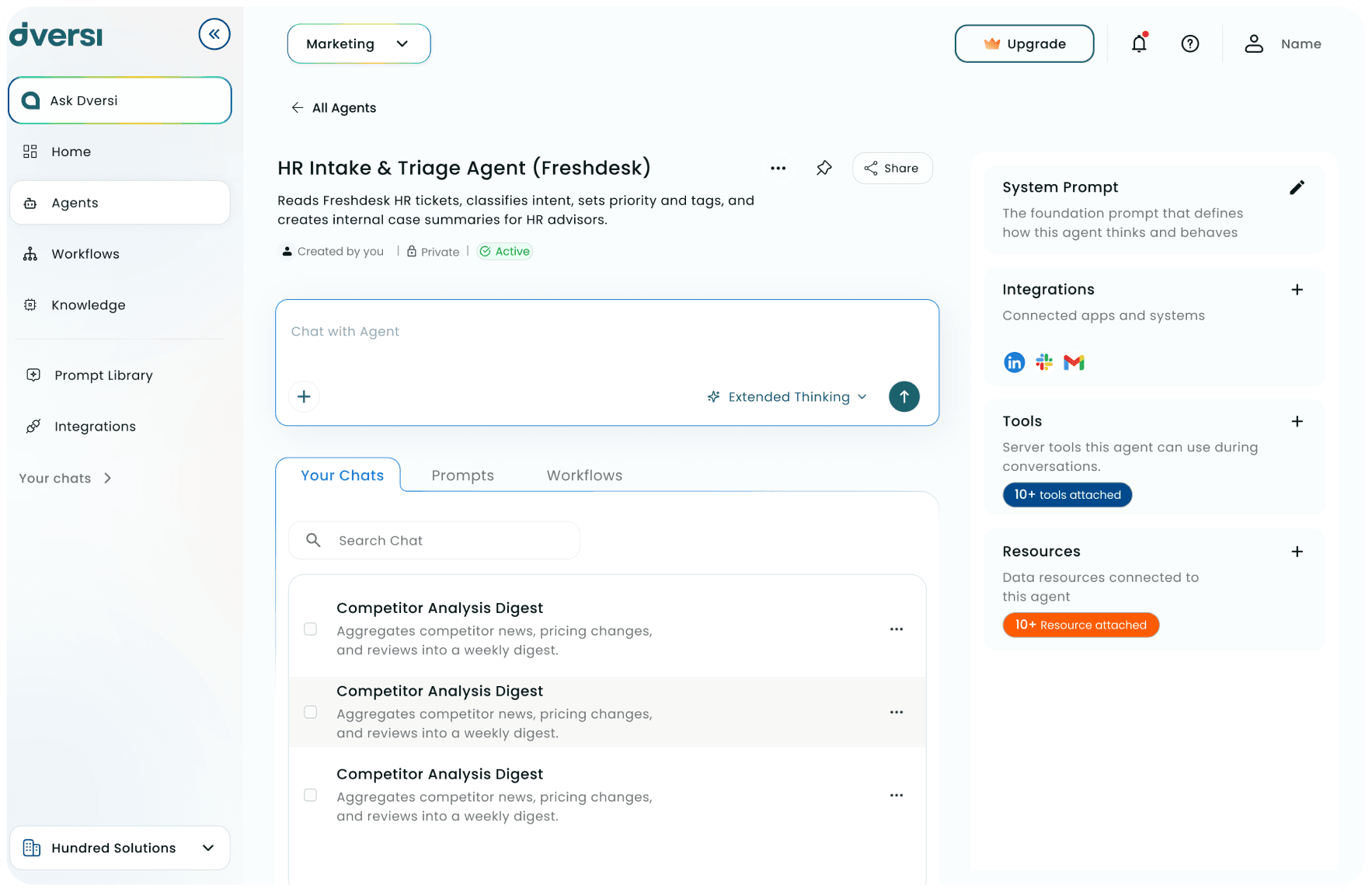 DVERSI product interface